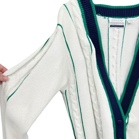 Vintage Heirlooms Dependables Unisex White Cable Knit Nautical Cardigan Sweater - Picture 5 of 9